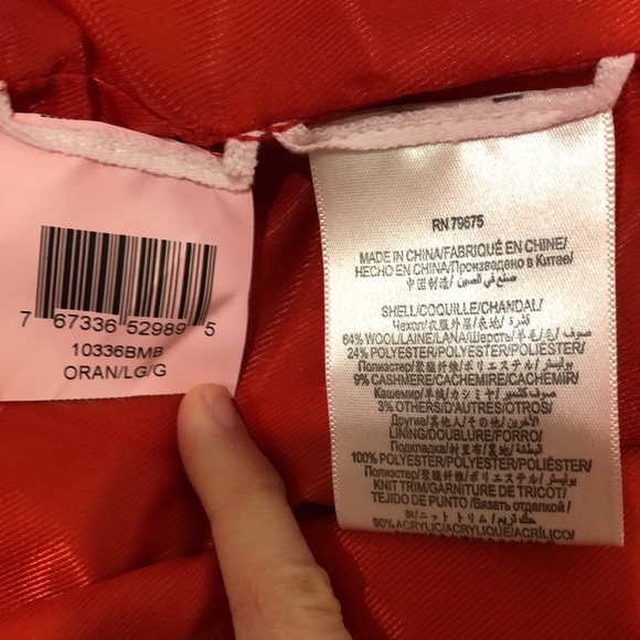 BCBGMAXAZRIA Peacoat Pea Coat Size Large Orange Red Wool Blend - Picture 9 of 13